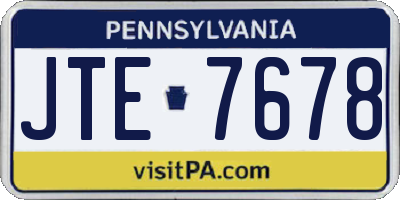 PA license plate JTE7678