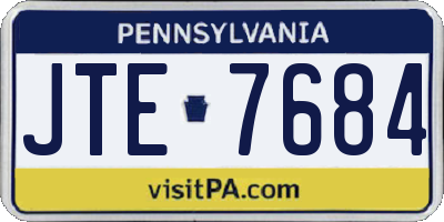PA license plate JTE7684