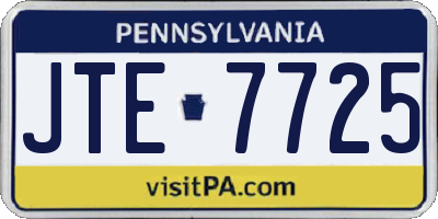 PA license plate JTE7725