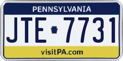PA license plate JTE7731