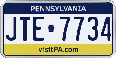 PA license plate JTE7734