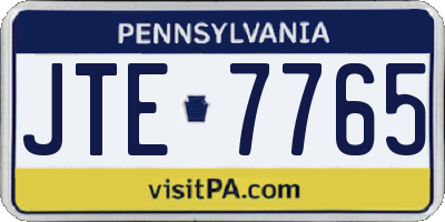 PA license plate JTE7765