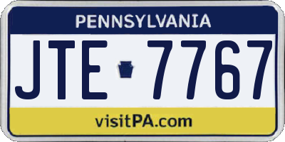 PA license plate JTE7767