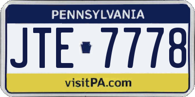 PA license plate JTE7778