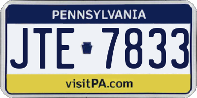 PA license plate JTE7833