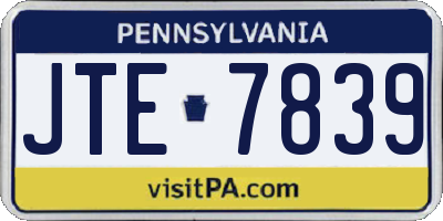 PA license plate JTE7839
