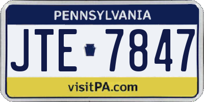 PA license plate JTE7847