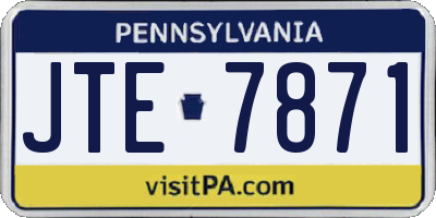 PA license plate JTE7871