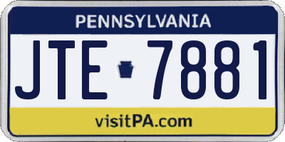 PA license plate JTE7881