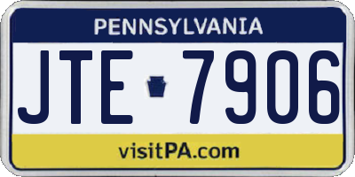 PA license plate JTE7906