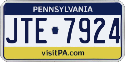 PA license plate JTE7924