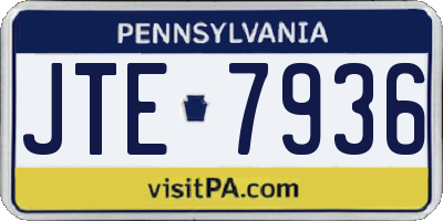 PA license plate JTE7936