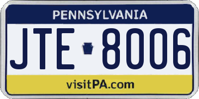 PA license plate JTE8006