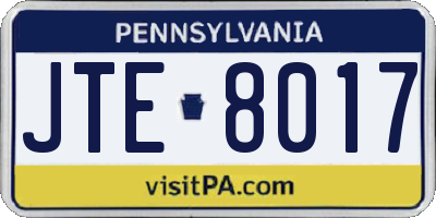 PA license plate JTE8017