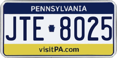 PA license plate JTE8025
