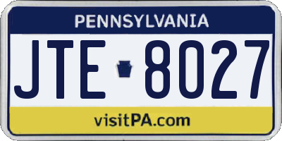PA license plate JTE8027