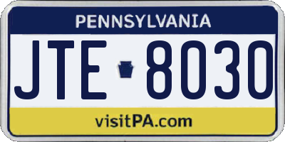 PA license plate JTE8030