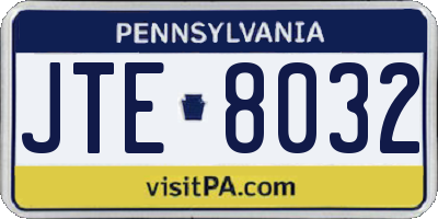 PA license plate JTE8032