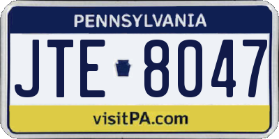 PA license plate JTE8047