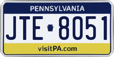 PA license plate JTE8051