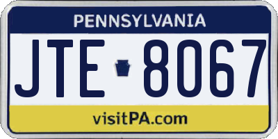 PA license plate JTE8067