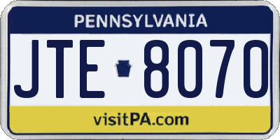 PA license plate JTE8070