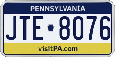 PA license plate JTE8076