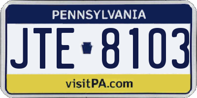 PA license plate JTE8103
