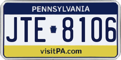 PA license plate JTE8106