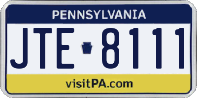 PA license plate JTE8111