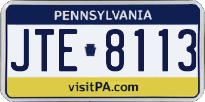 PA license plate JTE8113