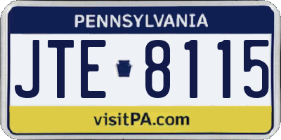 PA license plate JTE8115