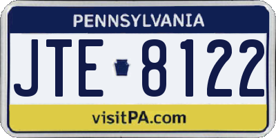 PA license plate JTE8122