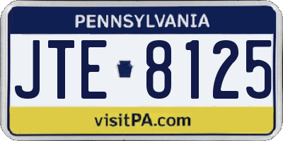 PA license plate JTE8125