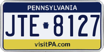 PA license plate JTE8127