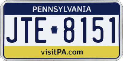PA license plate JTE8151