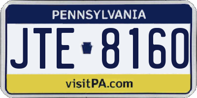PA license plate JTE8160