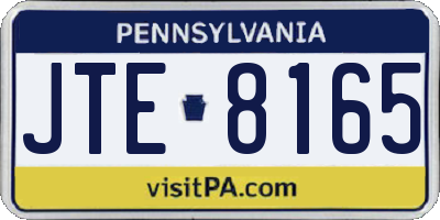 PA license plate JTE8165