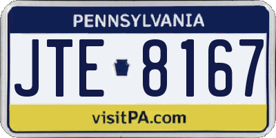 PA license plate JTE8167
