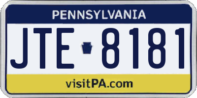 PA license plate JTE8181