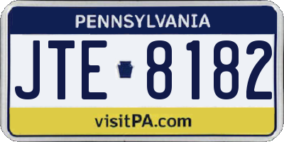 PA license plate JTE8182
