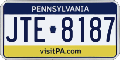 PA license plate JTE8187