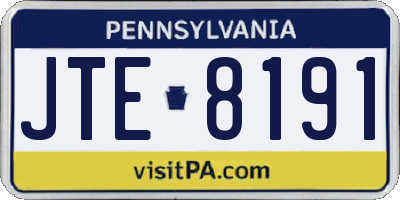 PA license plate JTE8191