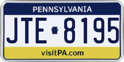 PA license plate JTE8195