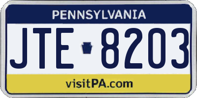 PA license plate JTE8203