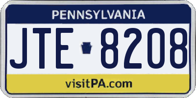 PA license plate JTE8208