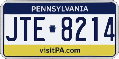 PA license plate JTE8214