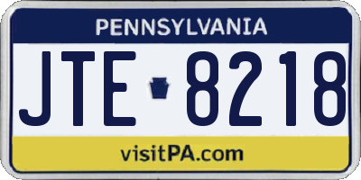 PA license plate JTE8218