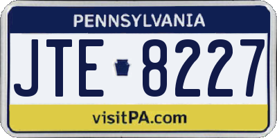 PA license plate JTE8227
