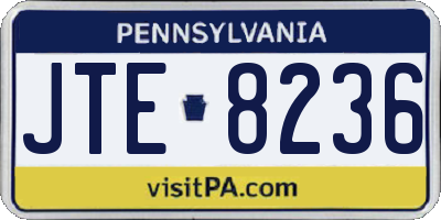 PA license plate JTE8236